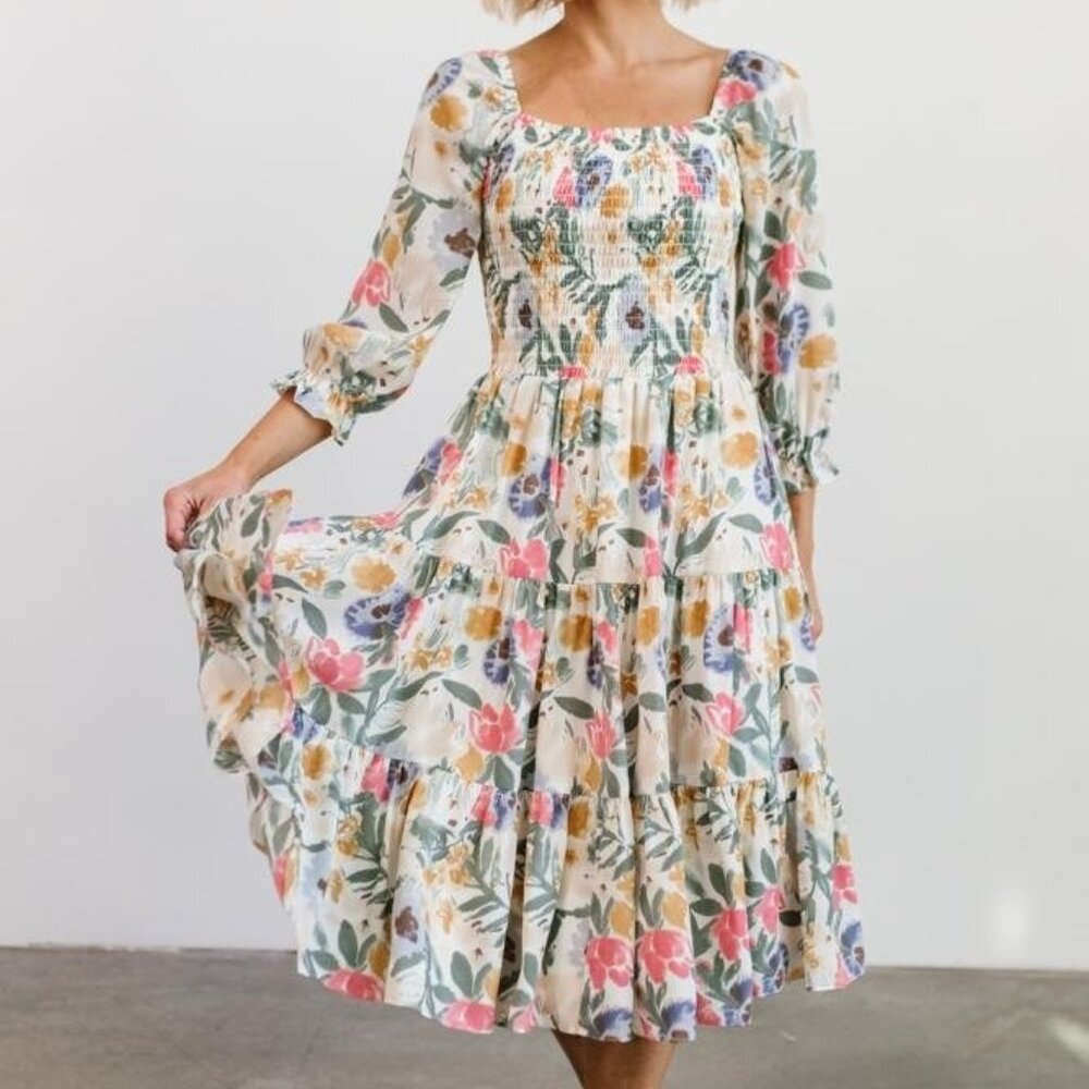 Baltic Born Multi Floral Midi Dress - XS